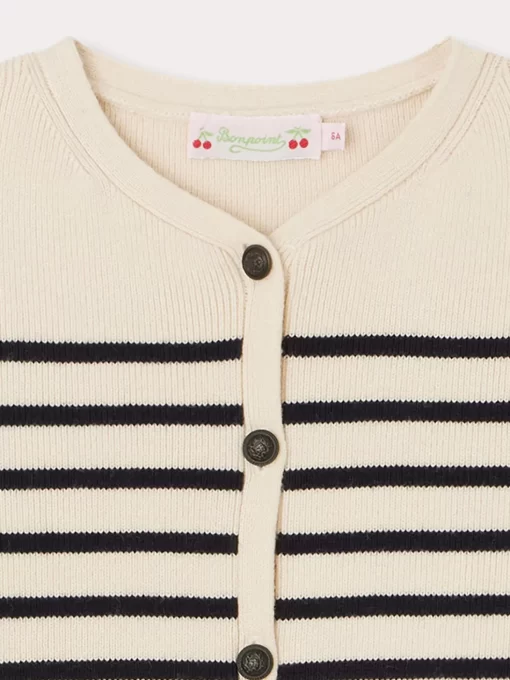 Child Bonpoint Cardigans And Sweaters | Demy Cardigan Navy Stripes