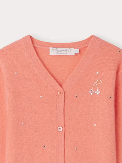 Child Bonpoint Cardigans And Sweaters | Divine Cardigan Silkscreen Coral