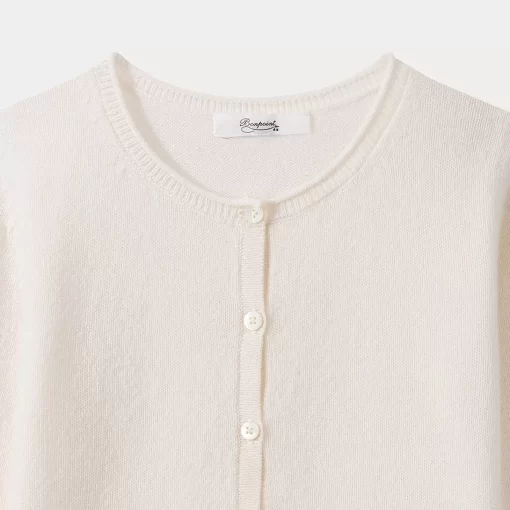 Child Bonpoint Cardigans And Sweaters | Girls' Cashmere Cardigan Milk White